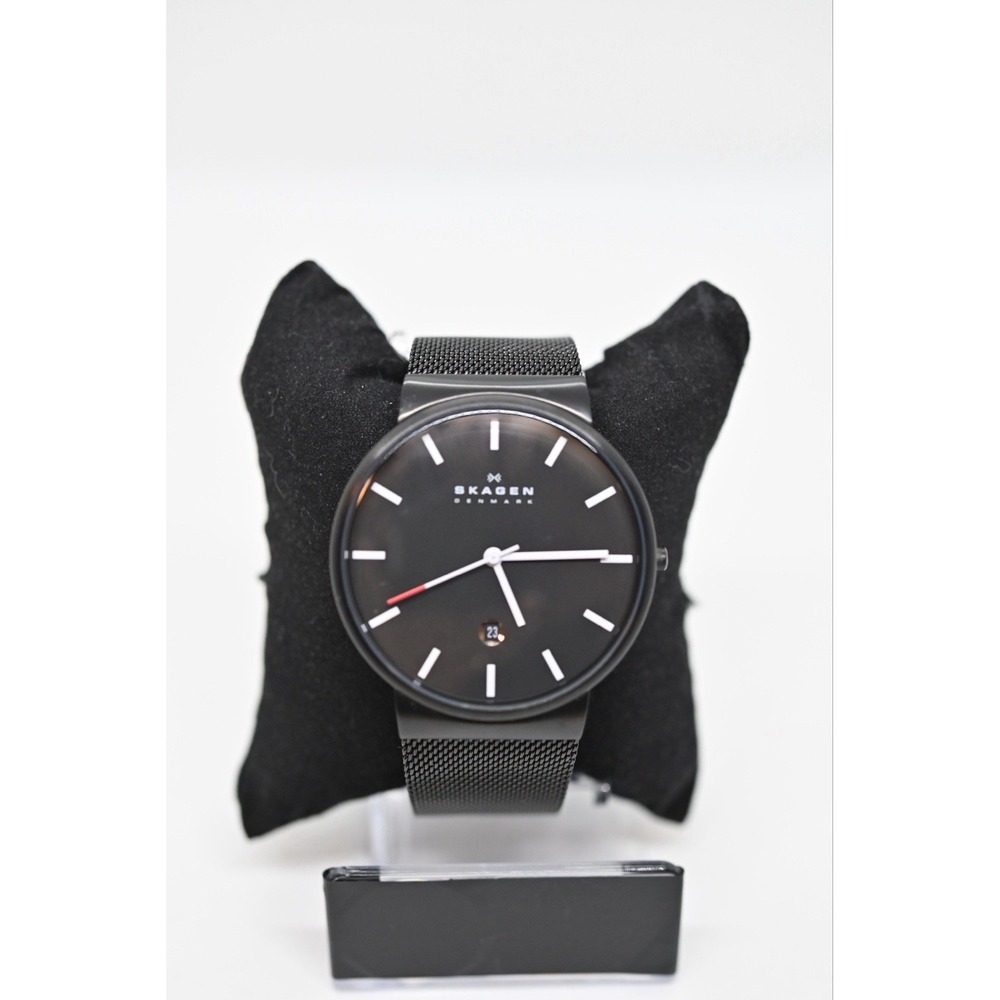 Skagen Watch Men 40mm Black Dial Black Tone Date Round SKW6053 New Battery